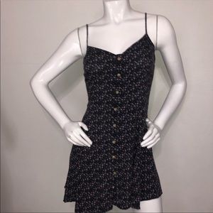 American Eagle Button Front spaghetti strap black floral dress size medium
